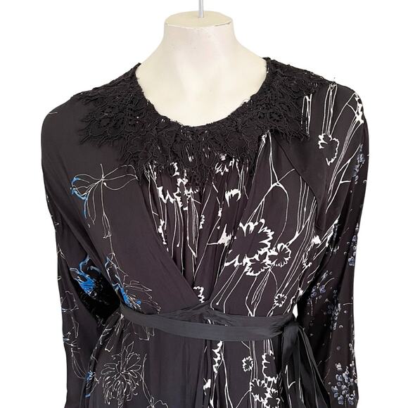 NWT ZARA Limited Edition Wrap Dress Lace collar Mixed florals Whimsigoth SZ M - Picture 5 of 13